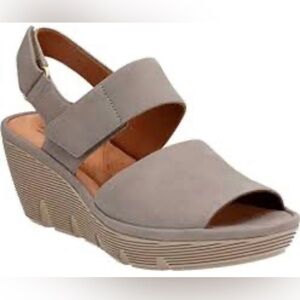 Clarks Taupe Wedge Sandals